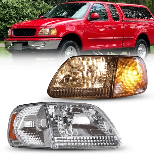Vista 6 de WJ10-0014-01 faros delanteros con lente transparente, carcasa cromada Winjet (Ford)