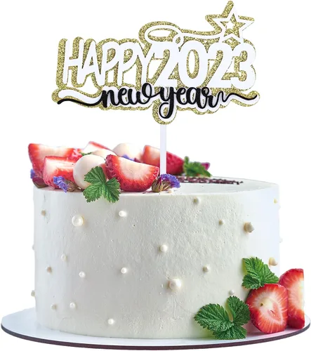 Vista 15 de 24 piezas de adornos para cupcakes de Feliz Año Nuevo 2026 de oro con purpurina, celebra el 2026, adornos de cupcakes para la víspera de Año Nuevo
