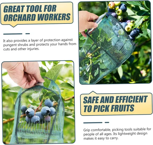 Vista 5 de Recogedor de frutas cesta Berry rastrillo peine arándano herramienta jardín fruta captura dispositivo