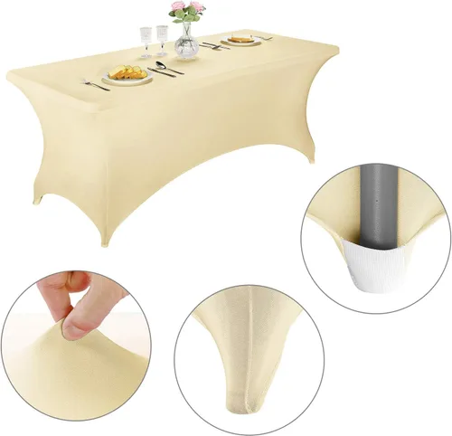 Vista 3 de LZY Cubierta de Mesa Elástica Ajustable de Spandex para Mesa Plegable de 6 pies, 4 pies o 8 pies, Mantel de Cóctel Rectangular, Perfecto para Champn