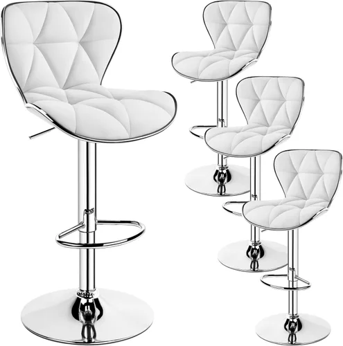 Vista 16 de Yaheetech Juego de 2 taburetes de bar, taburetes de bar ajustables de piel sintética con respaldo de concha, sillas de bar con reposapiés para Negro