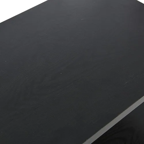 Vista 7 de Household Essentials Jamestown - Mesa auxiliar rectangular con estante de almacenamiento, grano de madera de roble negro y metal negro