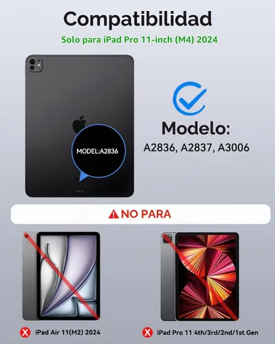 Vista 3 de AUSDOM Funda para iPad Pro de 11 pulgadas con teclado (M5/M4, 2025/2024), funda de teclado para iPad Pro de 11 pulgadas (M4) con soporte magnético