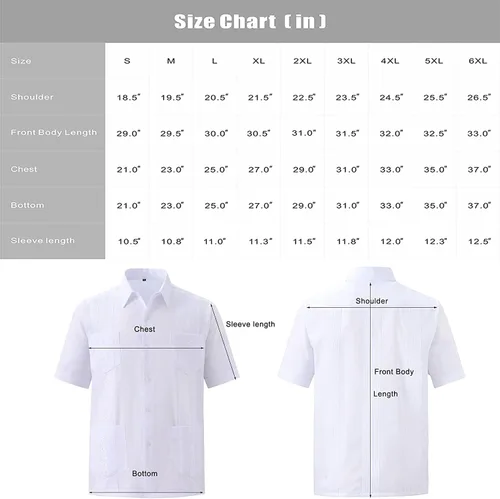 Vista 4 de Guayabera - Camisas de playa cubana con botones para hombre