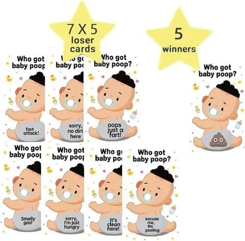 Vista 5 de Juego de rascar para baby shower de 40 piezas, divertidos suministros para fiesta de revelación de género con 5 tarjetas ganadoras, diseñado