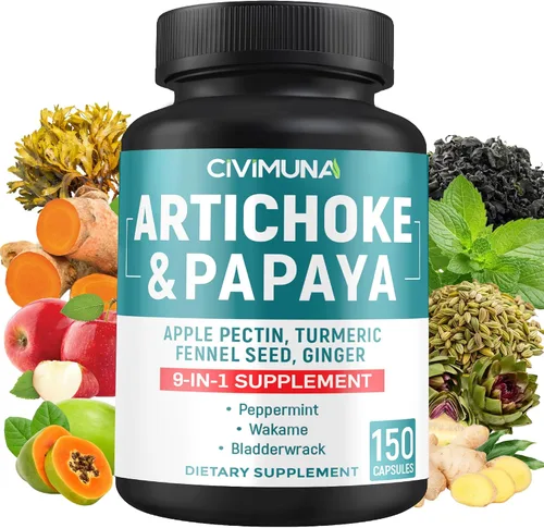 Vista 8 de Cápsulas de alcachofa con alcachofa, papaya, pectina de manzana y más - 90 cápsulas para 3 meses de suministro