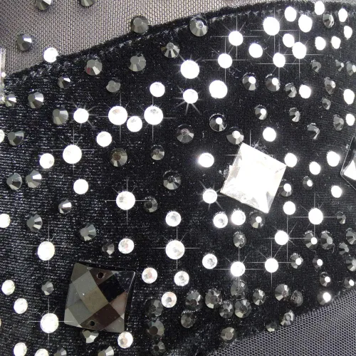 Vista 7 de LIUHUO Vestido de patinaje artístico - Vestido de terciopelo negro para competición de niñas