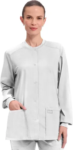 Vista 17 de Cherokee Workwear Profesionales Snap Front Warm-up Scrub Jacket Azul marino
