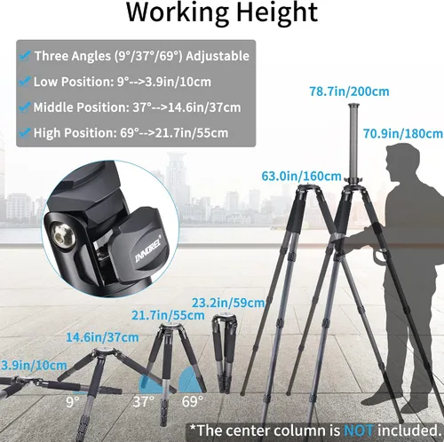 Vista 6 de Trípode de fibra de carbono INNOREL RT90C Trípodes de cuenco profesionales de carga pesada para cámaras DSLR Compatible con cabeza de bola y cabeza