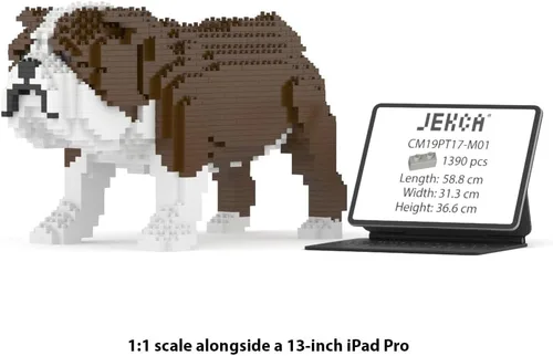 Vista 5 de JEKCA Bulldog inglés 01S-M01 Bloques de construcción de plástico para perros Edad 14+ Marrón