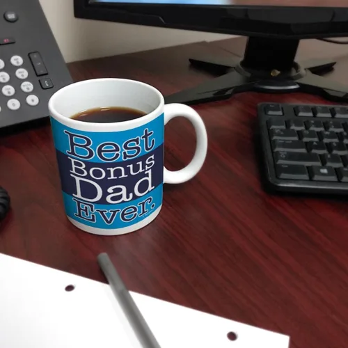 Vista 6 de ThisWear Step Dad Best Step Dad Ever Stepfather Taza de café de cerámica de 11 onzas con asa, color azul