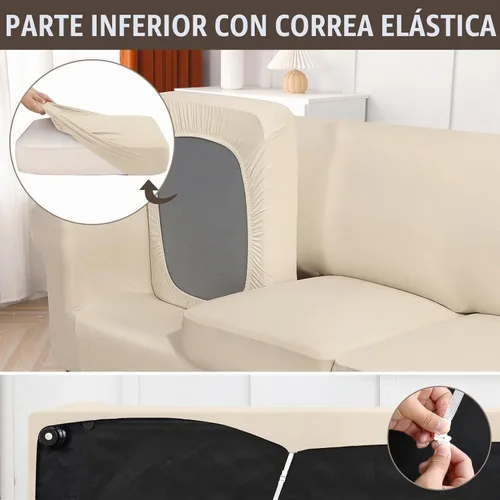 Vista 4 de SearchI Funda elástica para sofá, funda para sillón de 2 piezas con funda de cojín separada para silla, protector de muebles lavable para sala