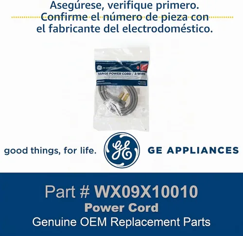 Vista 2 de GE WX09X10010 - Cable de alimentación original OEM (gris) para rango/estufa/hornos GE