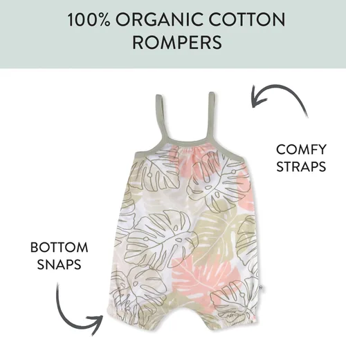 Vista 3 de HonestBaby Multipack Short Romper and Ruffle Bodysuit Dress 100% Organic Cotton for Infant Baby and Toddler Girls