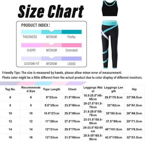 Vista 7 de Huimingda Conjunto deportivo de 2 piezas para niñas y niñas, brasier deportivo, camiseta sin mangas, leggings atléticos, conjunto de ropa deportiva