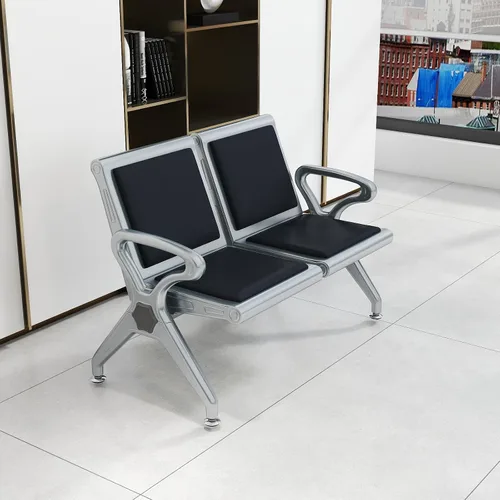 Vista 11 de Kinfant Banco de sala de espera de 2 asientos, sillas de sala de recepción con brazos, sillas de recepción de aeropuerto, sillas de vestíbulo