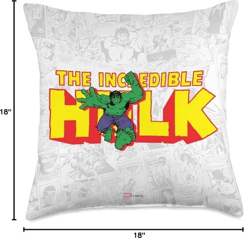 Vista 4 de Marvel Increíble Hulk - Almohada de cómic retro, 18.0 x 18.0 in, multicolor
