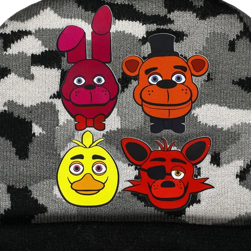 Vista 2 de Five Nights at Freddy's Character Heads - Gorro de camuflaje para jóvenes y guantes mágicos, Gris