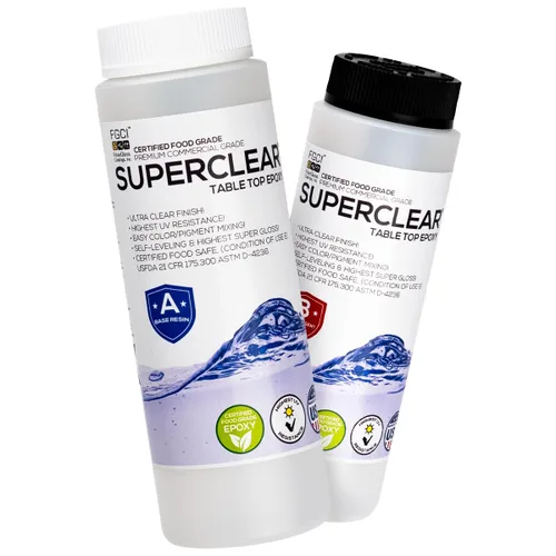 Vista 11 de Superclear Resina epoxi para mesa, revestimiento protector 1:1 transparente para mesas, encimeras, encimeras, anti-amarillamiento, resistente a