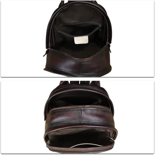 Vista 7 de IVTG Mochila de cuero genuino para mujer, estilo vintage, de cuero real, mochila de moda para hombro
