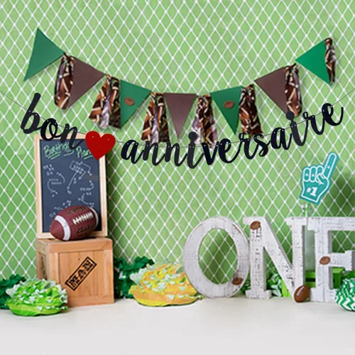Vista 3 de Bon Anniversary Banner Cumpleaños Aniversario Fiesta Banderines Guirnalda Feliz Cumpleaños Fiesta Suministros / Tema Francés Celebrar Decoraciones