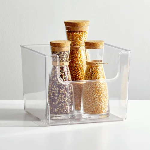 Vista 6 de mDesign Juego de 4 bandejas de almacenamiento de cocina abiertas para almacenamiento de alimentos de plástico, ideal para armarios de cocina o como