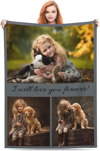 Vista 25 de Manta personalizada con texto, fotos, manta personalizada para cumpleaños de adultos y niños, boda, Navidad, Halloween, Día del Padre, Día