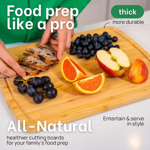 Vista 4 de GREENER CHEF Tabla de Cortar de Bambú de 15 Pulgadas con Reemplazos de por Vida - Tabla de Cortar de Madera Mediana para Cocina, Bloque