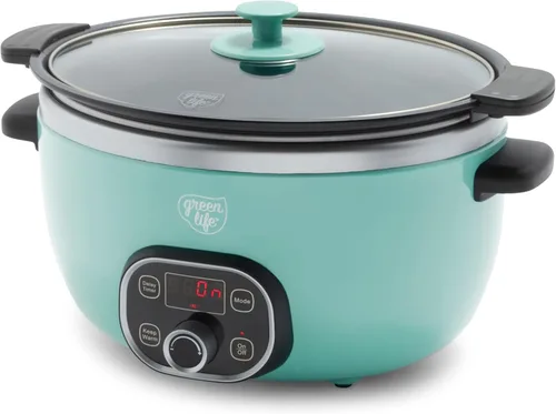 Vista 16 de GreenLife Olla de cocción lenta de 6QT, olla de cerámica antiadherente no tóxica sin PFAS, recipiente interior extraíble, programable, apta