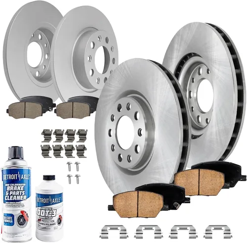 Vista 23 de Detroit Axle - Kit de frenos para Ford 18-21 Transit Connect, Rotores de freno de disco delantero y trasero Pastillas de freno de cerámica 2018 2019