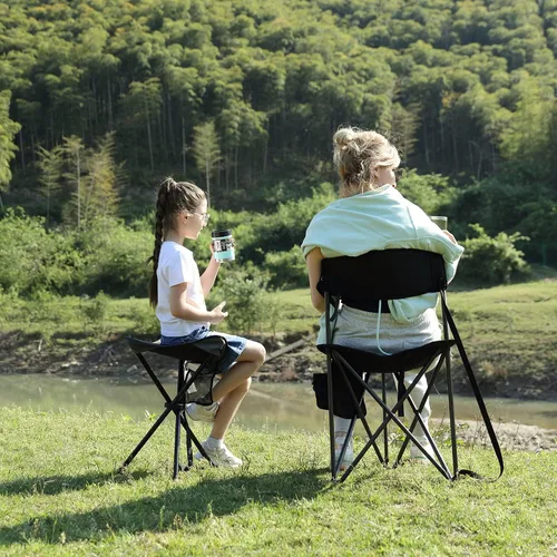 Vista 7 de PORTAL Taburete trípode plegable rápido extra grande con respaldo silla de camping de pesca con correa de transporte