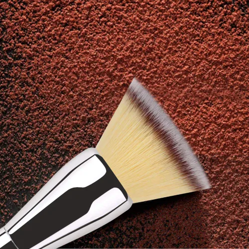 Vista 7 de Brocha de base de maquillaje con parte superior plana, Daubigny - gran brocha de polvo premium, brocha de maquillaje Kabuki duradera perfecta