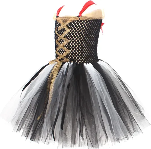 Vista 3 de Conjunto de disfraz de payaso de Halloween para niñas y niñas, vestido de tul, cuchillo, calcetines, guantes, horquilla, juegos para fiestas