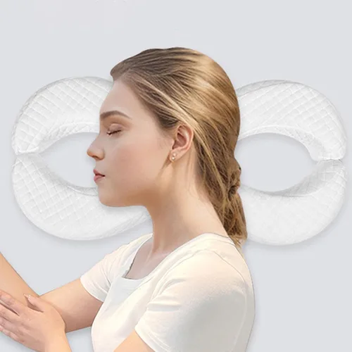 Vista 4 de Almohada para dormir de lado, almohada de cara para dormir lateral, almohada doble C hueca de espuma viscoelástica suave extraíble para personas que