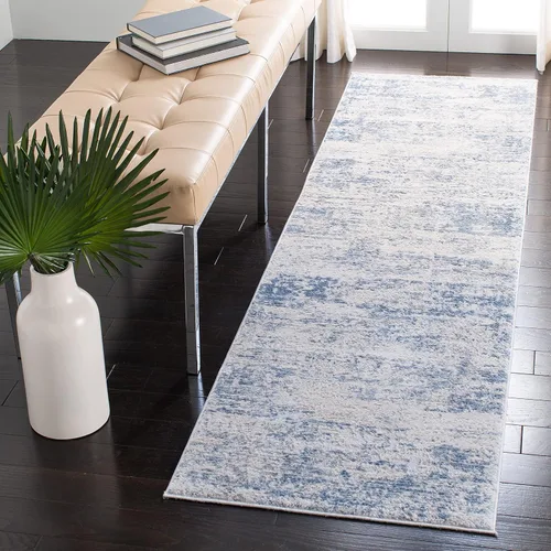 Vista 10 de SAFAVIEH Amelia Collection ALA700A - Alfombra decorativa de 2'2" x 4', diseño moderno abstracto, color marfil y azul, no desprende pelusa y de fácil
