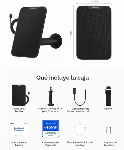 Vista 7 de REOLINK Panel solar de 3W, diseñado para cámaras de seguridad inalámbricas Negro