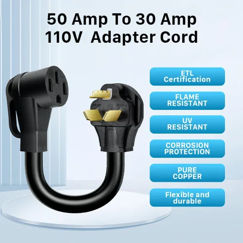 Vista 9 de Cable adaptador de cargador EV de 50 amperios a 30 amperios, Nema 10-30P macho a 14-50R hembra conector de alimentación para carga de nivel 2
