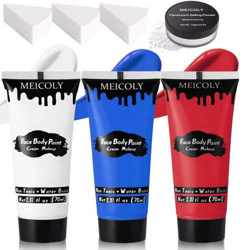 Vista 14 de MEICOLY Pintura facial y corporal en crema azul real, tubo grande de 2.37 oz a base de agua, pintura corporal completa para adultos y niños, tubo