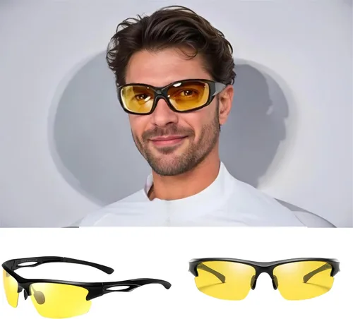 Vista 4 de Lentes de conducción nocturna para hombres y mujeres, lentes de visión nocturna para conducir con lentes polarizados amarillos, marco TR90
