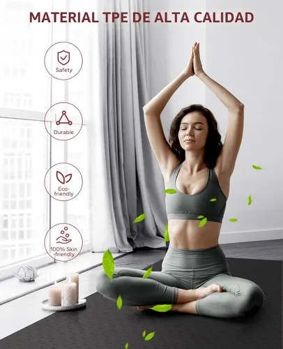 Vista 6 de HAPBEAR Large Yoga Mat - 72"x36"x6mm (1/4 inch), Extra Wide Non-Slip Exercise Mat for Home Workout, Yoga, Pilates & Stretching, Durable, Includes