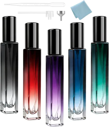Vista 6 de Paquete de 25 botellas de perfume de viaje con atomizador a granel de 0.3 fl oz, botella vacía hidratante (ámbar)