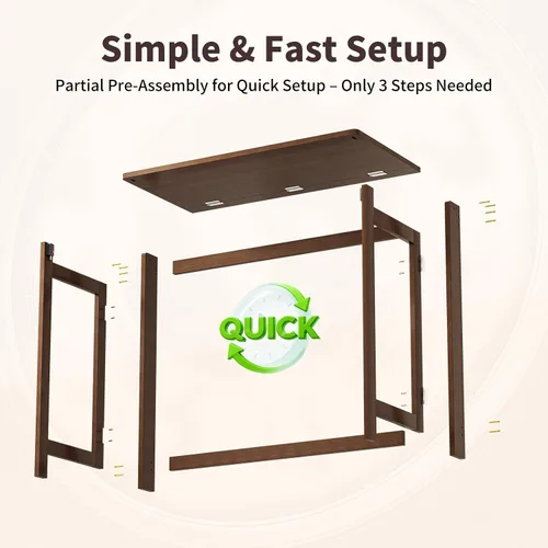 Vista 8 de Escritorio plegable de bambú, escritorios plegables para espacios pequeños, mesa de computadora plegable pequeña de 32.68 pulgadas, mesa de sofá que