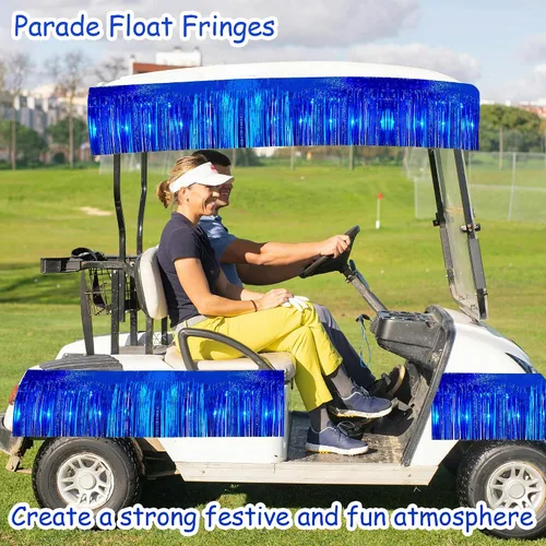 Vista 7 de Paquete de 2 flotadores de 10 pies con purpurina azul real para remolque, flecos de papel de aluminio con purpurina metálica, serpentinas de oropel