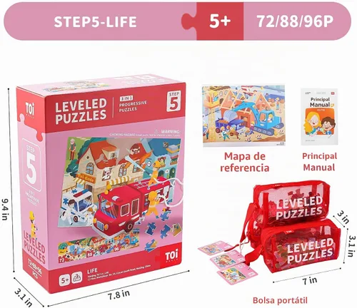 Vista 3 de TOI Rompecabezas nivelados para niños de 5 a 8 años, aprendizaje preescolar