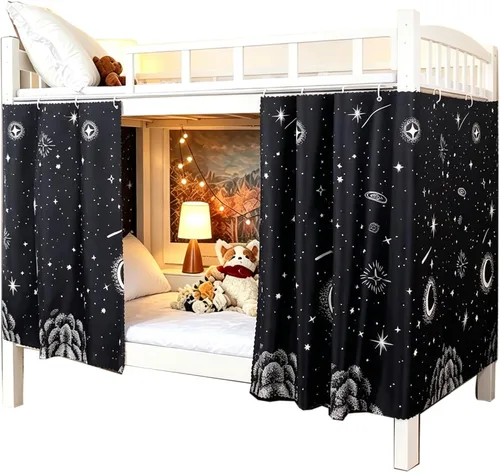 Vista 17 de Cortinas opacas para cama de privacidad con toldo grueso, mosquitero Mosquitera blanca 1aa