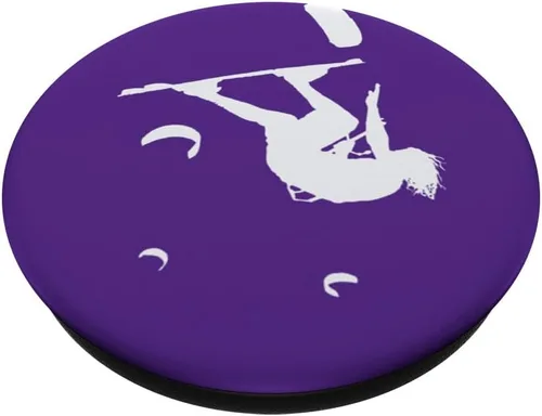 Vista 2 de Kitesurfer Somersaulting White Vector Silhouette PopSockets Standard PopGrip