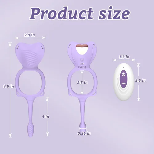 Vista 5 de Vibrador portátil para parejas, juguete sexual 3 en 1 manos libres, anillo de pene para intimidad nocturna, 9 modos de silicona suave BDSM