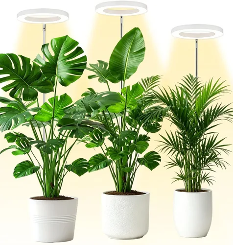 Vista 12 de yadoker 72 LEDs Luz de cultivo de plantas para plantas de interior, Luz de escritorio de aluminio con grano de madera de nogal LED, Altura