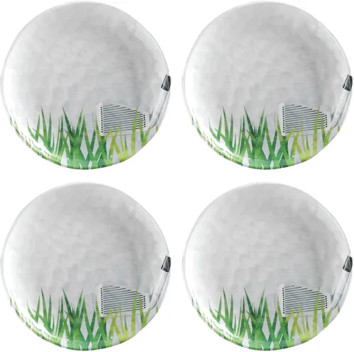 Vista 5 de UP Platos redondos de postre de melamina de béisbol, platos pequeños para servir, para aperitivos, aperitivos y guarniciones, blanco, 6 pulgadas