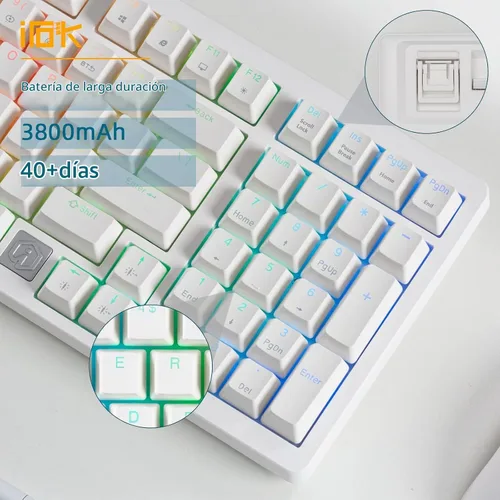 Vista 4 de IROK FE98Pro Teclado mecánico inalámbrico RGB intercambiable en caliente, teclado de tres capas de amortiguación para juegos de 98 teclas